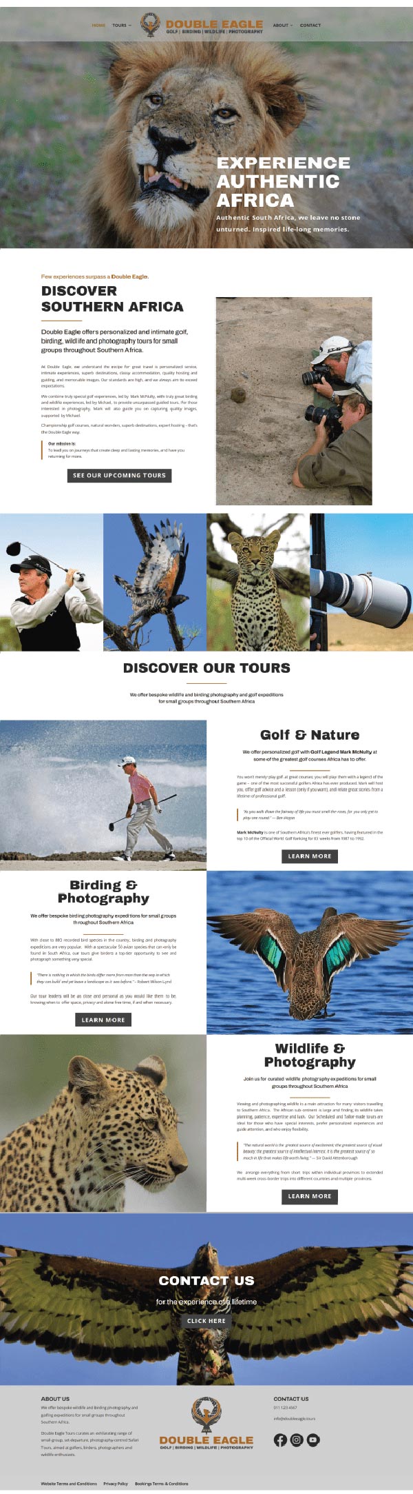 Double Eagle Tours Website by M-Squared Designs.  Web & Hosting.