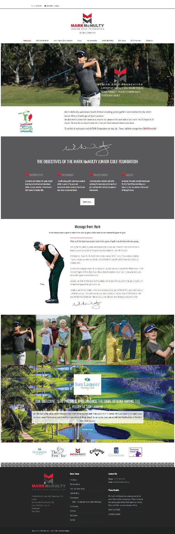 Mark McNulty Junior Golf Foundation Website by M-Squared Designs.  Web & Hosting.