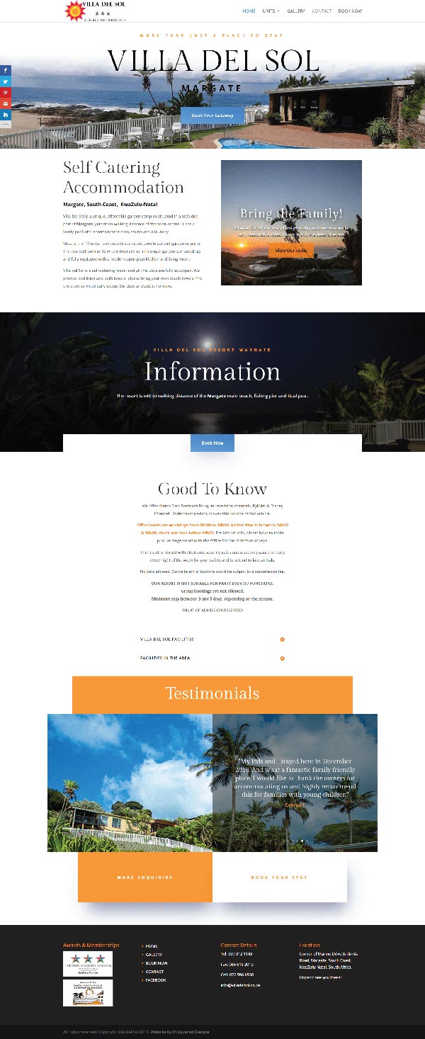 Villa Del Sol Website by M-Squared Designs.  Web & Hosting.