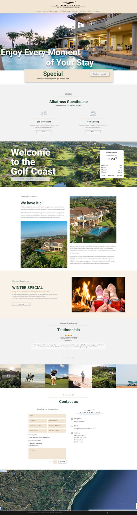 Albatross Guesthouse Website by M-Squared Designs.  Web & Hosting.