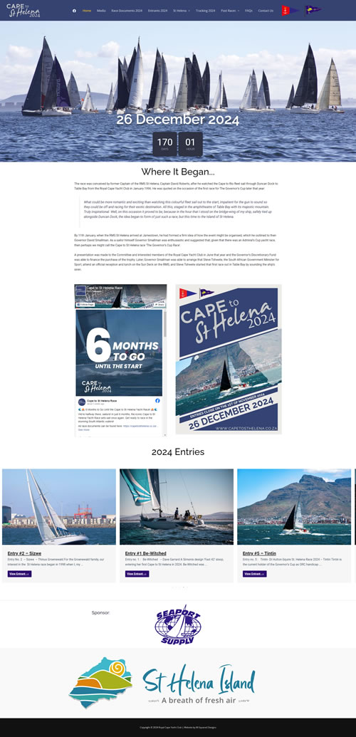 Cape to St Helena Race Website by M-Squared Designs.  Web & Hosting.